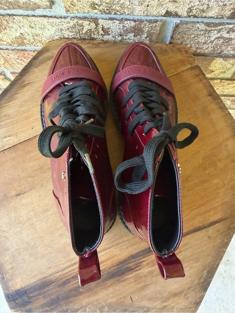 Armani Jeans Women’s Platform Boots Size 6.5 Burgundy Beautiful Condition!